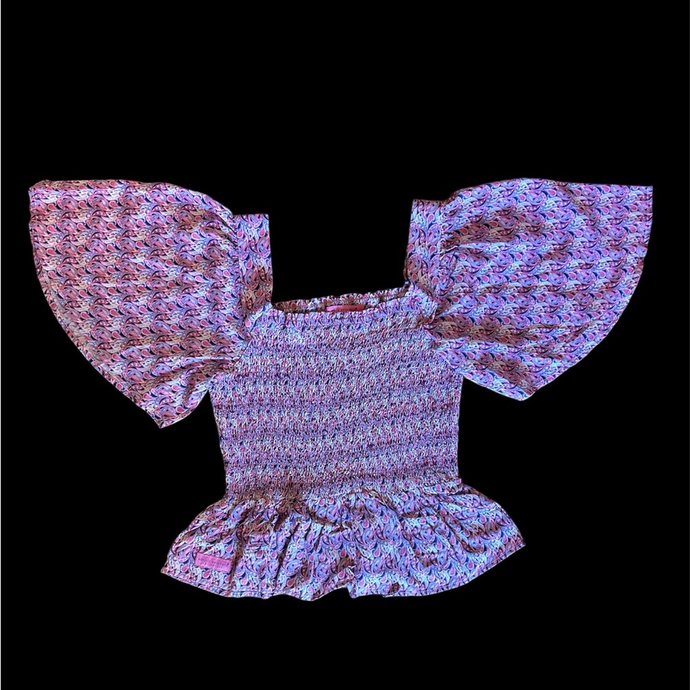 Simply Southern Paisley Shirred Blouse Size Small